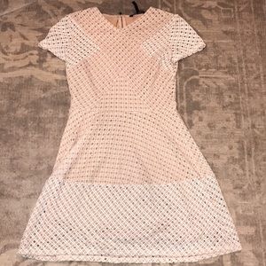 BCBG Nude and White A Line Dress